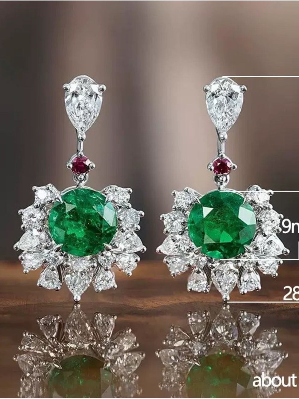 Anthropologie Emerald Green & White Crystal Halo Drop Earrings